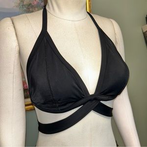 PINK Victoria’s Secret Black Cross Front Bathing Suit Bikini Top